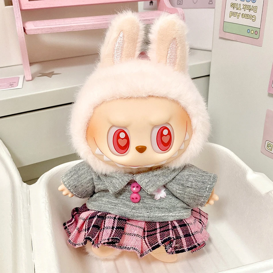 17cm Mini Plush Doll'S Clothes Outfit Accessories For Korea Kpop Exo Labubu I II Idol Dolls sit party overalls Clothing Gift