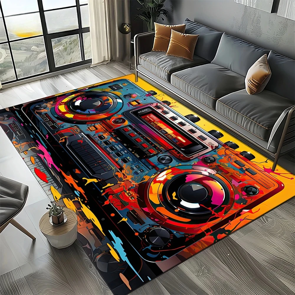 Colorful Music Note Score Cartoon Dream Area Rug, Non-Slip Floor Mat for Living Room Bedroom Home Sofa Decoration, Kids Carpet