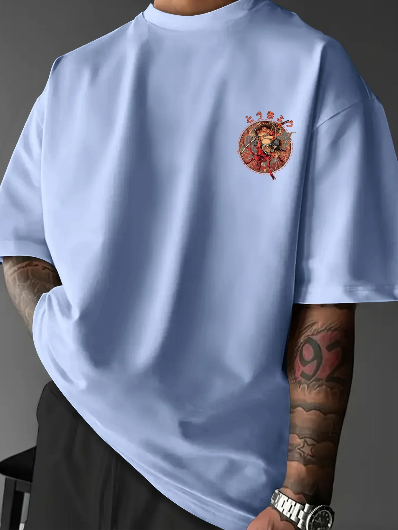 Tokyo Frog Warrior Muster 3D-Gedrucktes Schnelltrocknendes Atmungsaktives Herren-T-Shirt Ukiyo-e Street Style Sportlich Lässig Locker Trendiges Oberteil – Detail 7