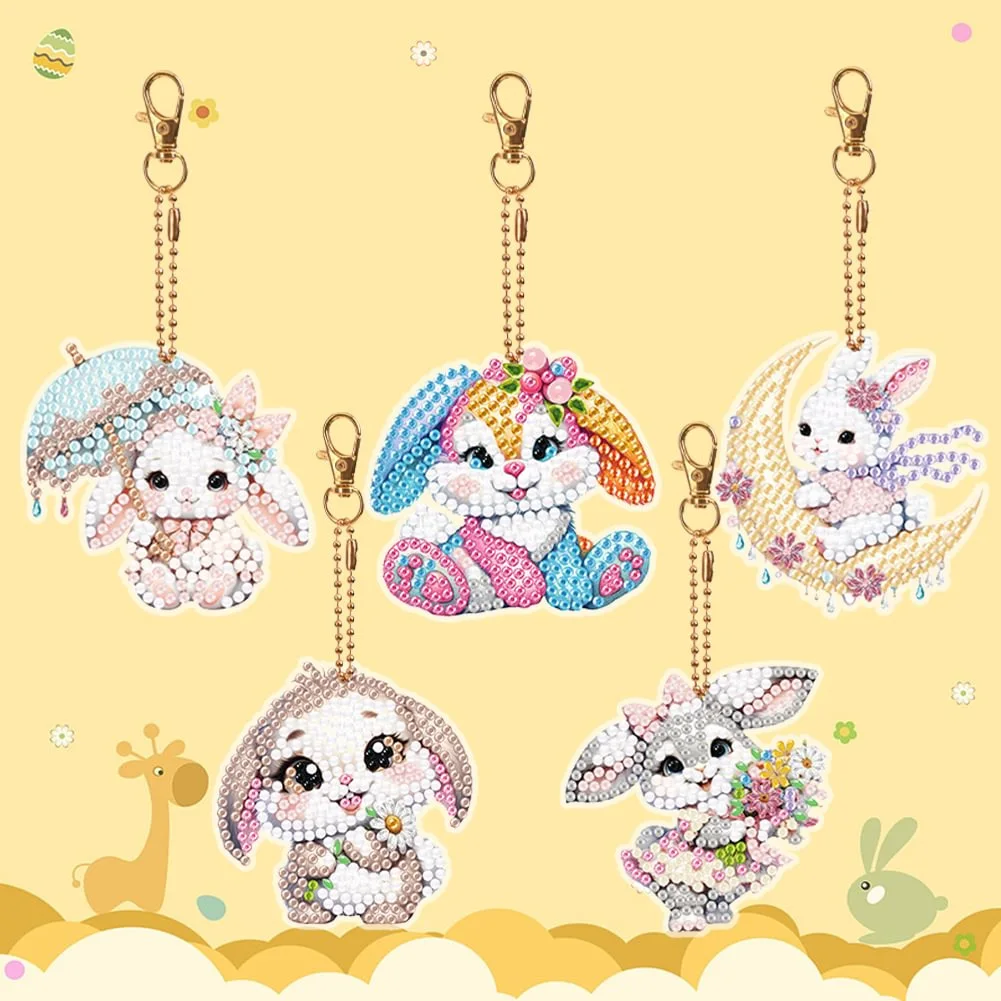 

Diamond Painting Diamonds Keychains Cartoon leveret Originality Sticking Drills Child Handiwork Double-sided Dot Drilling