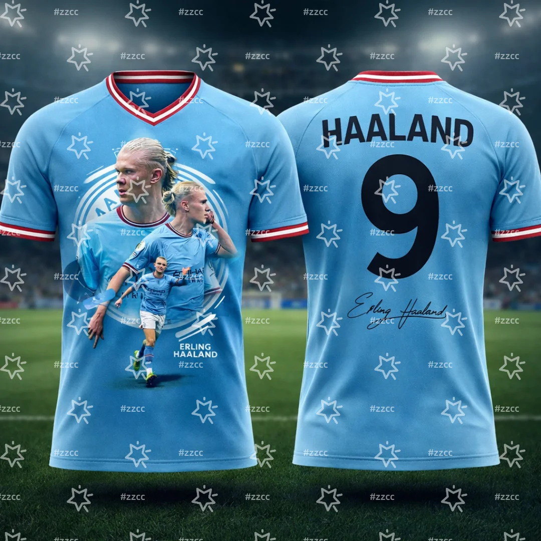 2026 Erling Haaland Nr. 9 Fußballtrikot Match- & Trainingsset Sommer Sport Herren T-Shirt Kinderbekleidung Tee Y2K Damen – Detail 4