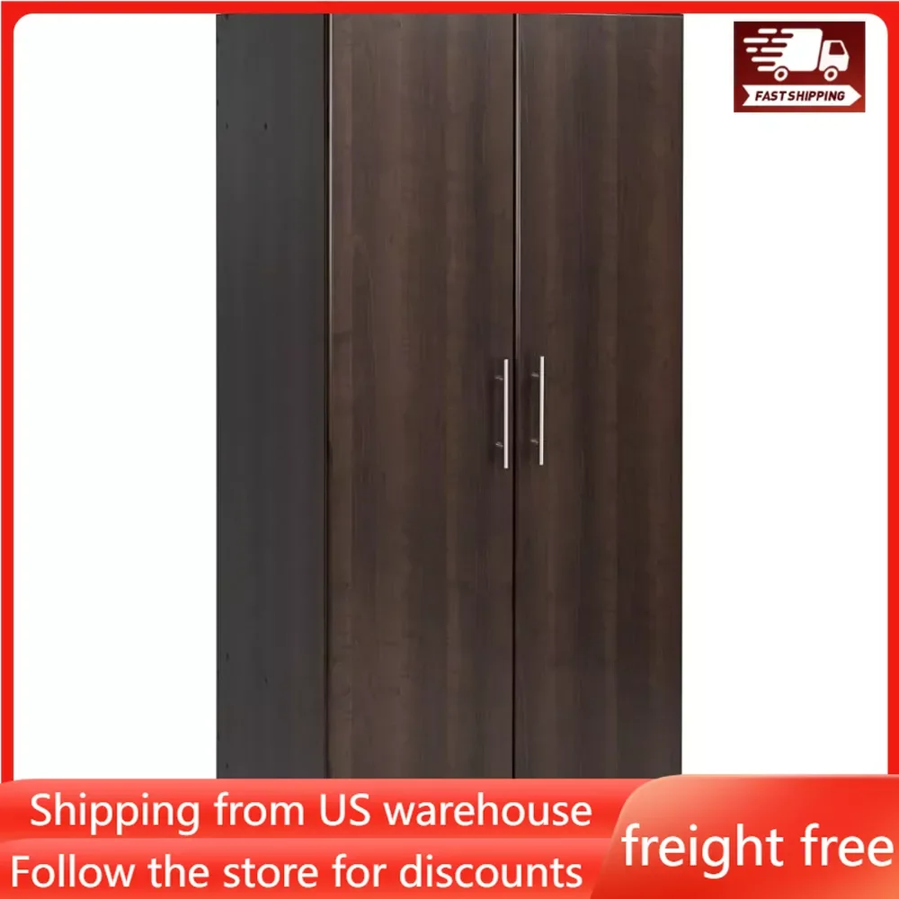 32 Storage Cabinet Closet, Brown Storage Cabinet, Wardrobe Cabinet with Hanging Rail and Shelves 20 D X 32 W X 35 H