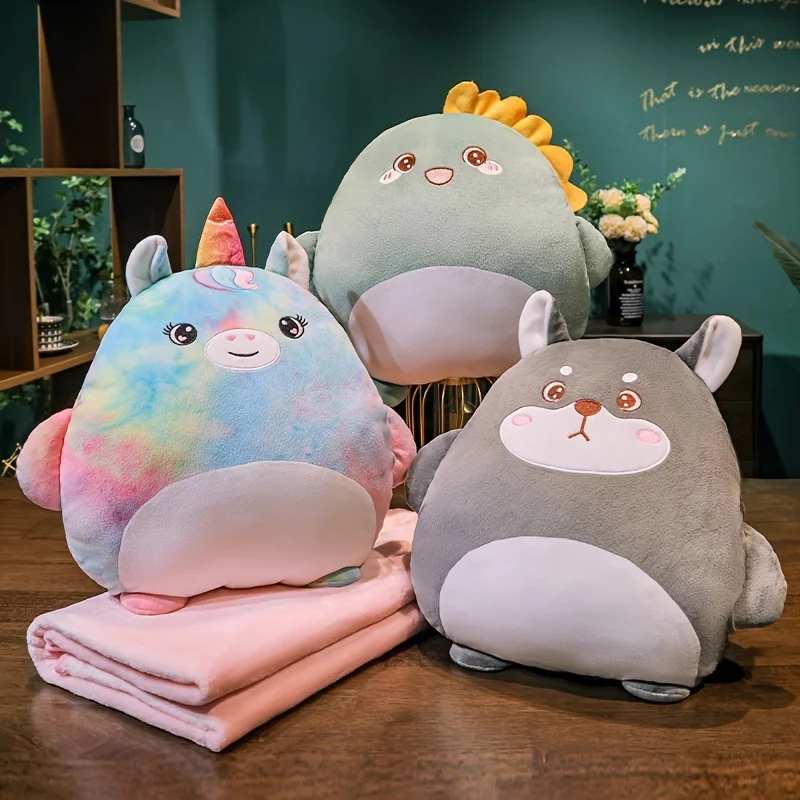 2/Set (1 And 1 Blanket) Rainbow Exclusive Pillow Bear, With 1.7-Meter Air-Conditioned Blanket, Suitable For RV Travel, Lunch