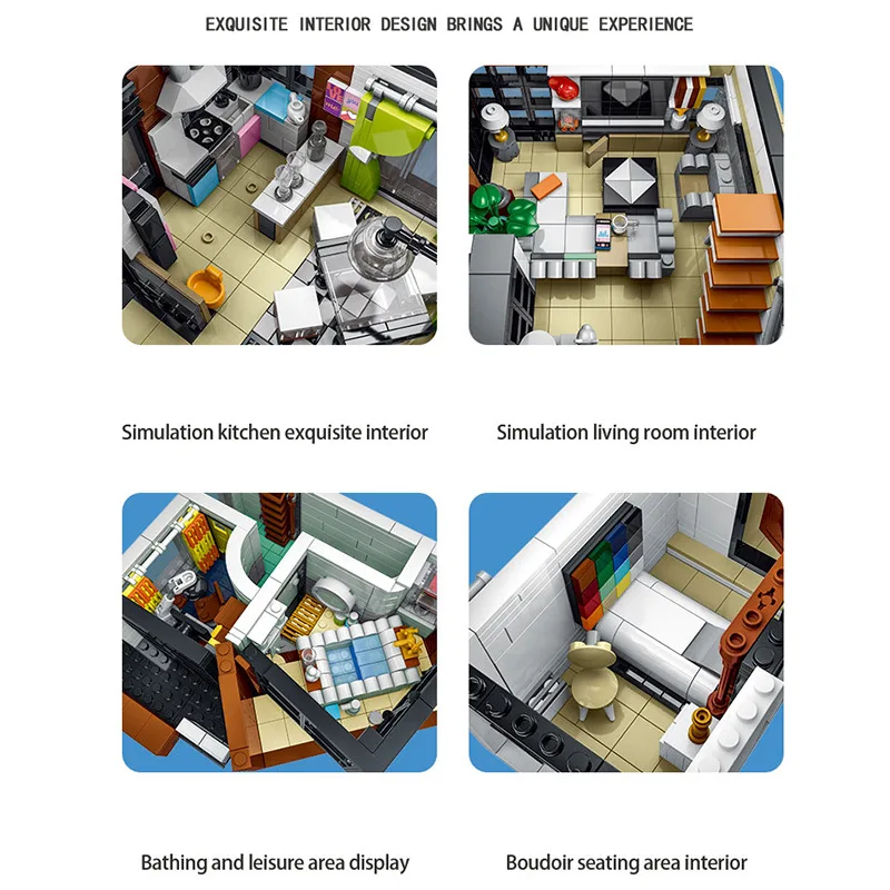 3623PCS Modular Building Modern Villa Model City Street View Series Educational Assembly Toys Blocks MOC Brick Kids Gift