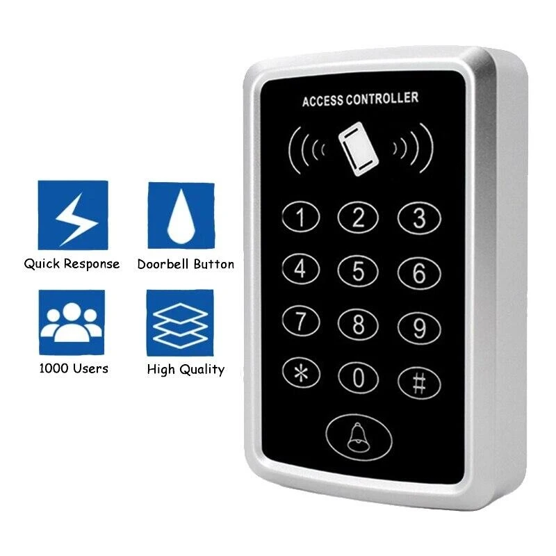 

125KHz RFID Access Control Keypad EM Card Reader 1000 Users Door Lock Opener System for Home Office
