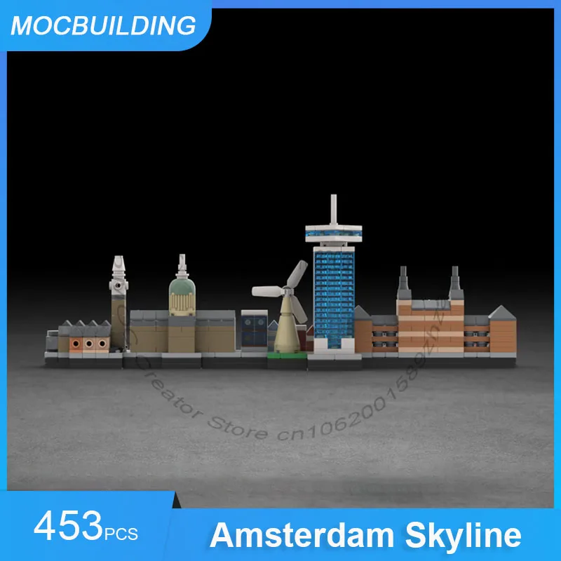 MOC Building Blocks Amsterdam Skyline Architecture Display Collection Model DIY Assemble Bricks Creative Xmas Toys Gifts 453PCS