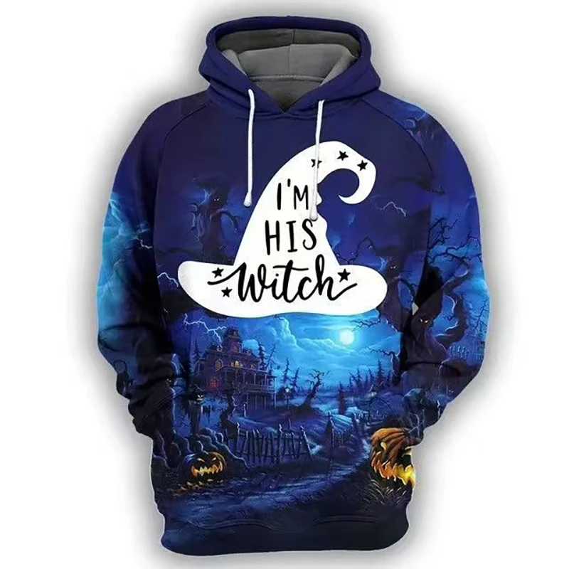 Fall Winter Halloween Men Long Sleeve Drawstring Hooded Sweatshirts Ghost Pumpkin Bat Funny Print 2xl Oversized Clothing Cosplay