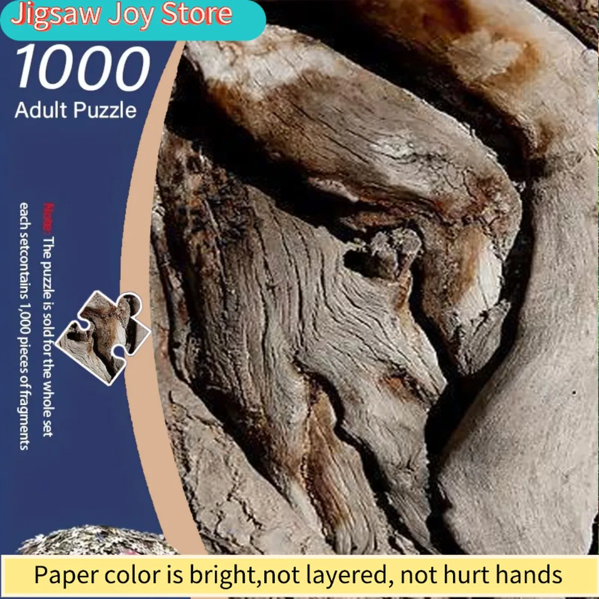 

Пазл для взрослых из 1000 деталей с текстурой древесной коры - темно-коричневые и светло-коричневые элементы под дерево, сложный для начинающих, но увлекательный.