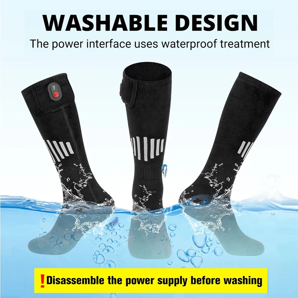 Winter Heating Socks Rechargeable Anti-Cold Men Thermal Heated Foot Warmer Outdoor Camping Ski Sports Self Heating Socks