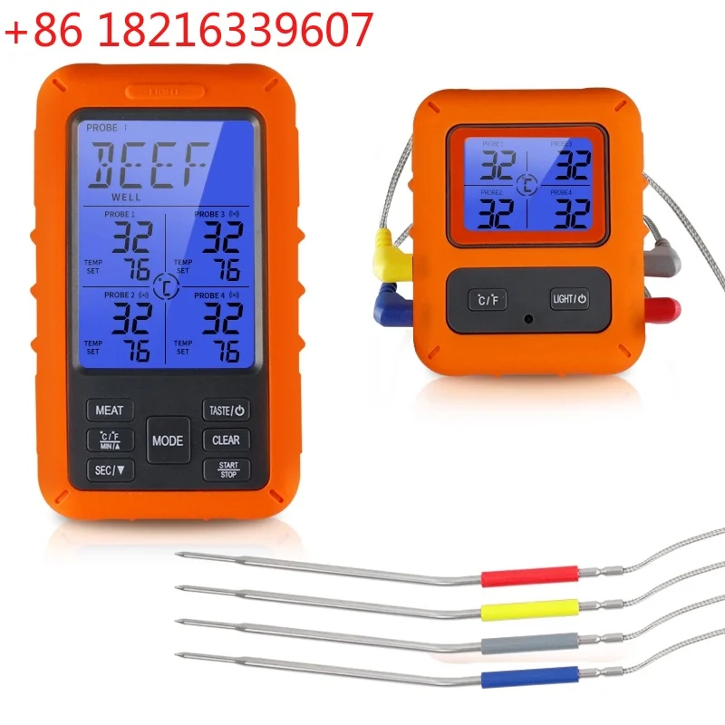 YAO 100M Wireless Food Kitchen Thermometer 4 Probe For BBQ Smoker Grill Oven Timer Alarm Waterproof Instant Read Meat Thermomete