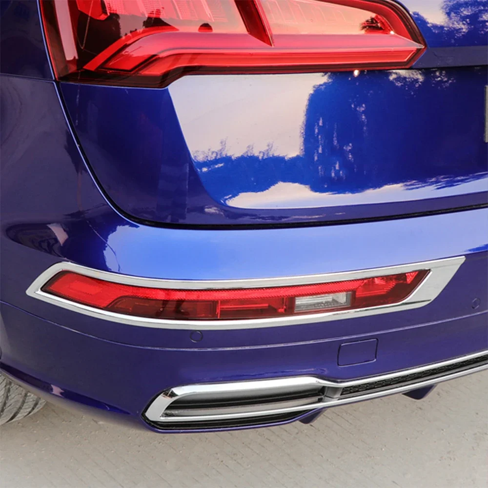 

For Audi Q5 FY 2018 2019 2020 2021 Car Rear Fog Lamp Cover Sticker Tail Light ABS Bright Silver Frame Auto Exterior Accessories