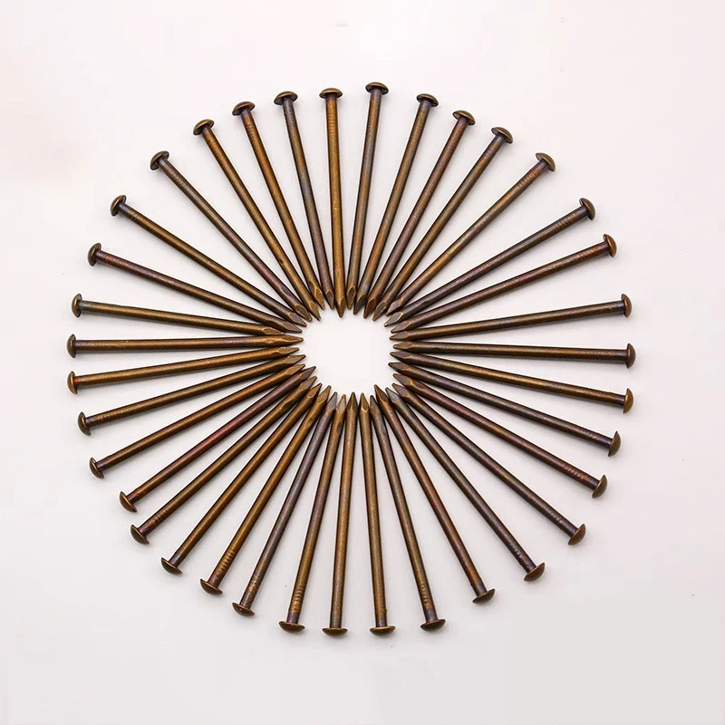 20/30/50/100pcs Antique Brass Bronze Dia 1.2 1.5 2 2.8mm Pure Copper Small Round Head Nail For Furniture Hinge Drum