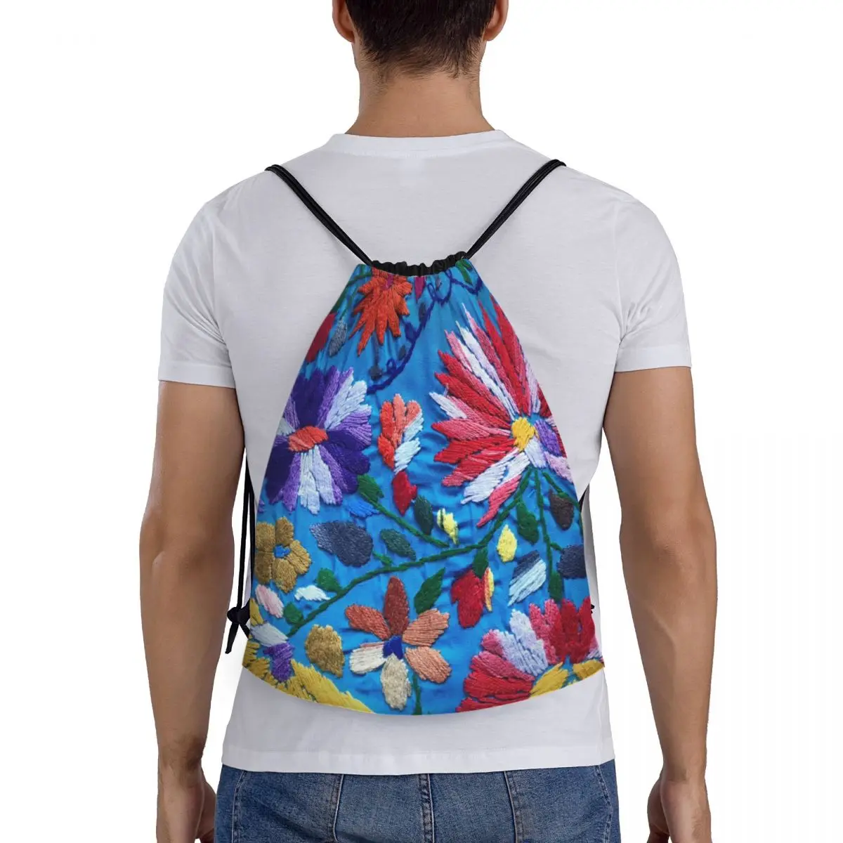 Sac à Dos Personnalisé à Fleurs Rouges et Blanches pour Homme et Femme, Sacoche de Rangement Légère, Textile Floral, Art, dehors, Gym