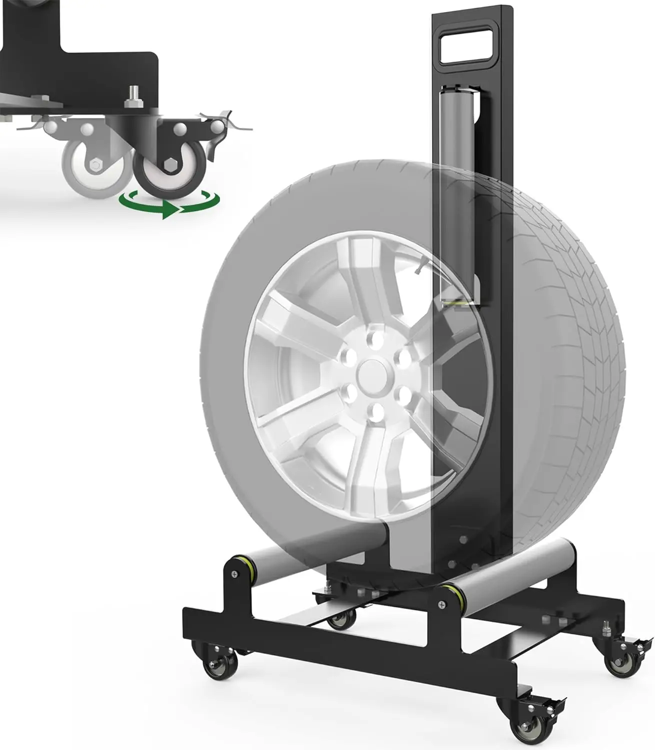 360 Rolling Wheel Detailing Stand, Wheel Cleaning Stand for Car Beauty Tire Rim Cleaning Tire Shine Heavy Du Rolling Wheel Stand