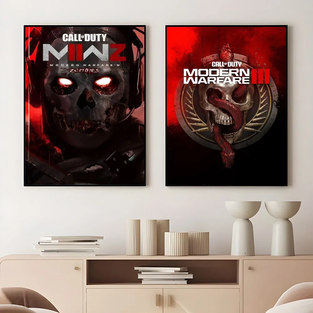 Game C-Call Of D-Duty W-Warfare II Poster Sticky Wall Art Printing Waterproof Home Living Bed Room Bar Aesthetic Decor