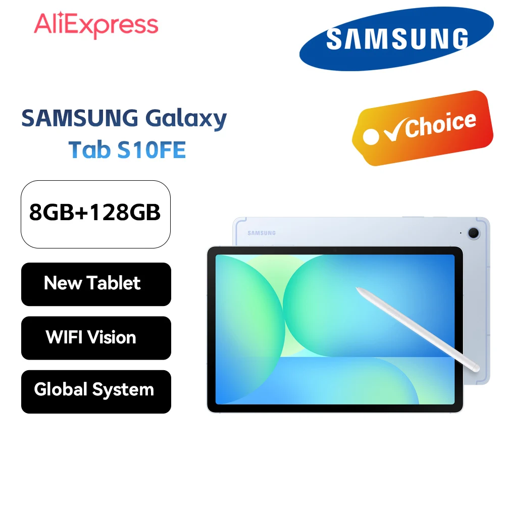 New SAMSUNG Galaxy Tab S10fe Tablet With S Pen WIFI Vision 8+128G WLAN X520 Support Google Play 8 Cores 8000 mha battery