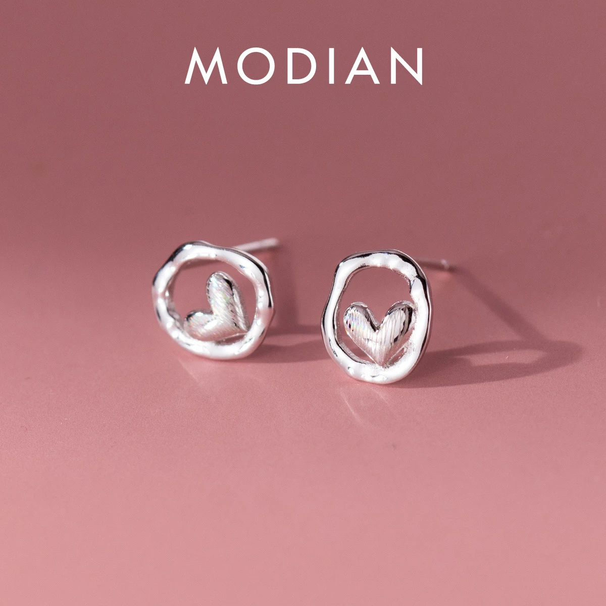 

MODIAN 925 Sterling Silver Cute Irregular Line Hearts Stud Earrings Fashion Charm Earrings For Women Birthday Jewelry Gifts