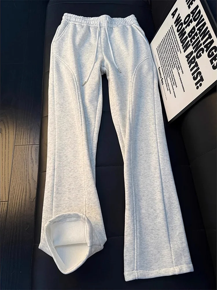 

Men's Casual Flared Straight Leg Pants Autumn Winter Thiened Fce Slant Cut Slimming Effect Comfortable Straight Long Tro...