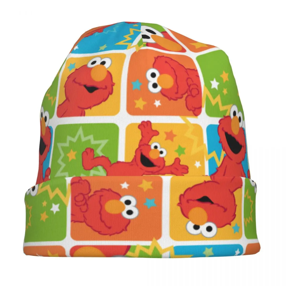 Colorato Elmo Grid Pattern Sesame Street Skullies Berretti Cappelli Casual Uomo Donna Street Cap Caldo termico Elastico Bonnet Cappelli