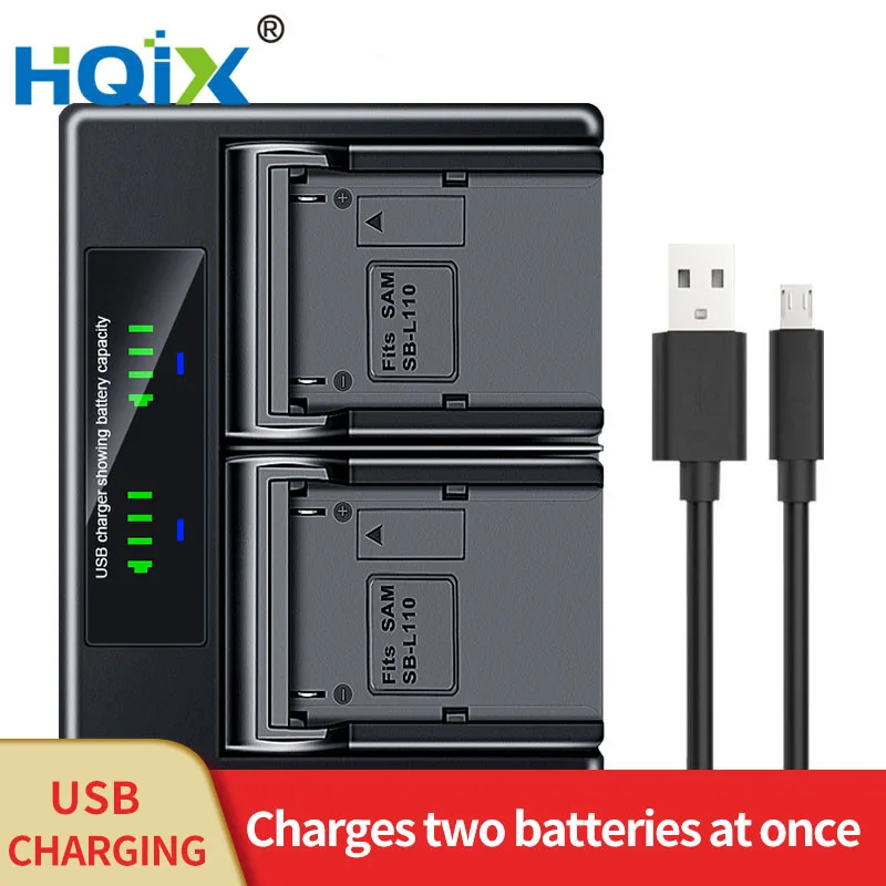 HQIX for Samsung VM-A110 A300 A320 A350 A400 A2300 A3400 A5500 B110 B300 B310 SC-W80 W87 W97 Camera SB-L320 Dual Charger Battery