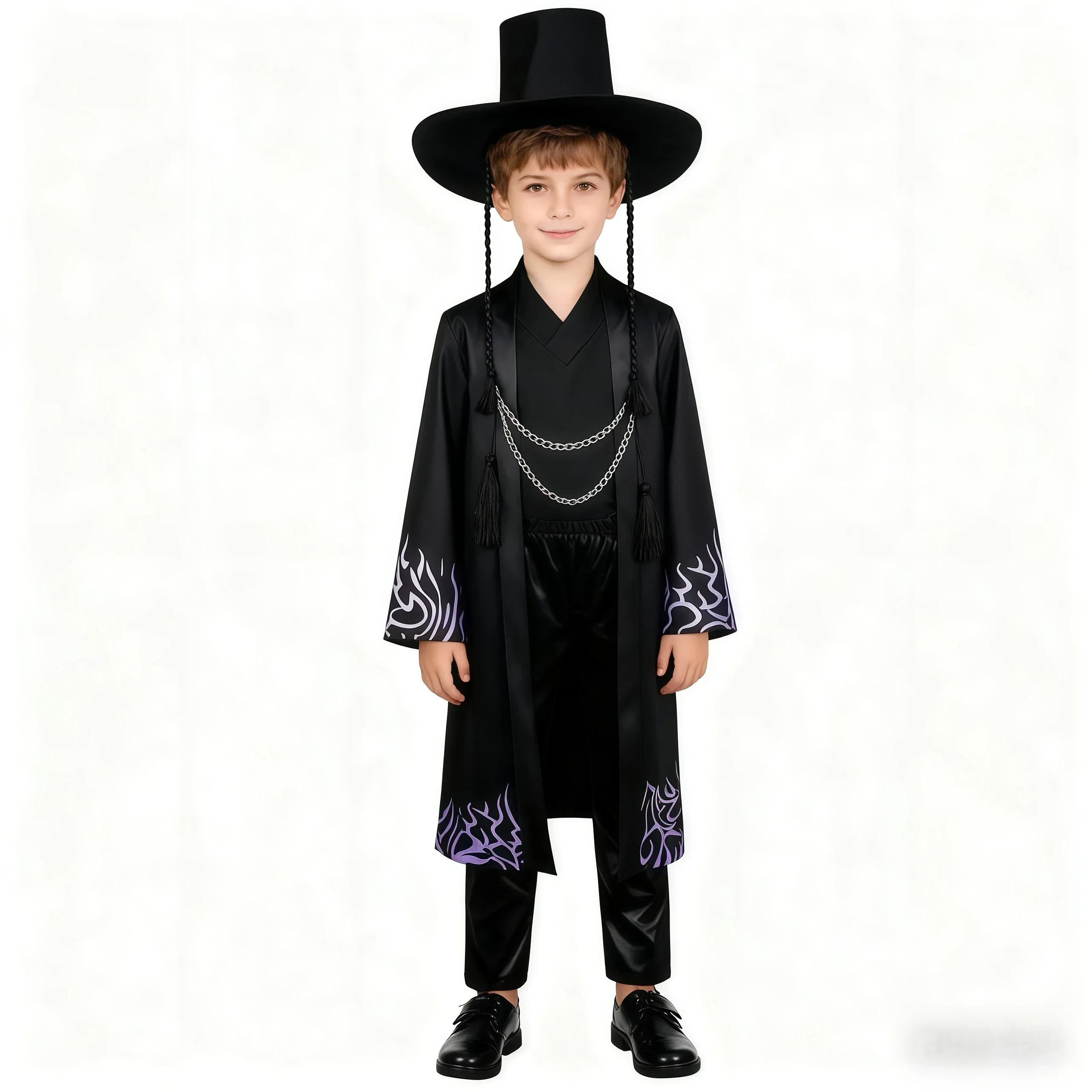 Disfraz de Jinu de la Ola Coreana para Niños, Traje de Niño, Chaqueta Negra de Demonio con Pantalones, Disfraz de Cazador para Fiesta de Halloween y Carnaval