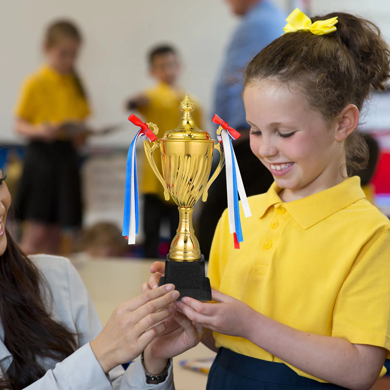 

Большой металлический полированный спортивный кубок-трофей для победителей, награда, приз, декоративный трофей, награды и кубки