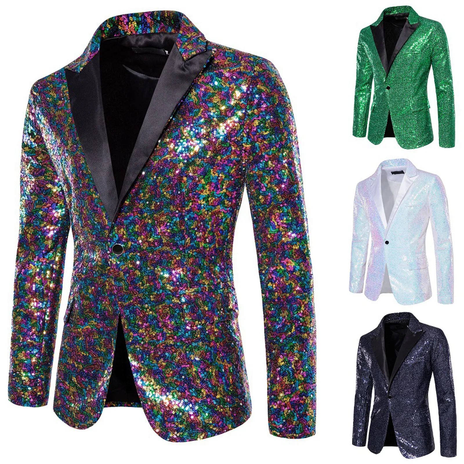 Shiny Gold Sequin Glitter Embellished Blazer Jacket Men Nightclub Prom Suit Coats Mens Costume Homme Stage Clothes For singers