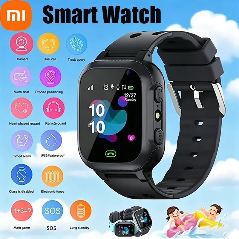 

Детские умные часы Xiaomi, 4G, GPS, местоположение, видеозвонок, SOS с камерой SIM-карты, водонепроницаемые часы для обновлений для мальчиков и девочек, 2025Новинка