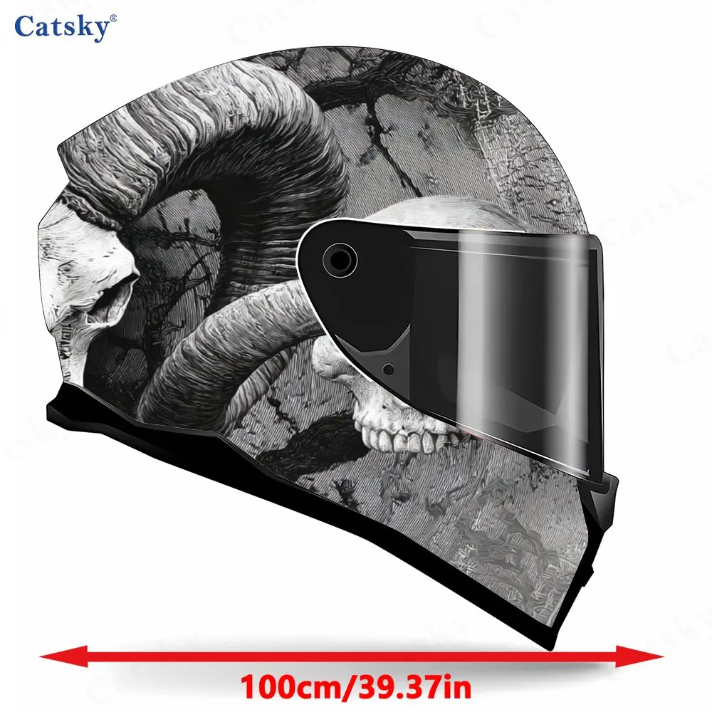 Sketch-style Goat Head Print Helmet stickers , PVC Material Multifunctional Helmet Stickers, Scratch-Resistant & Fade-Proof, Eas