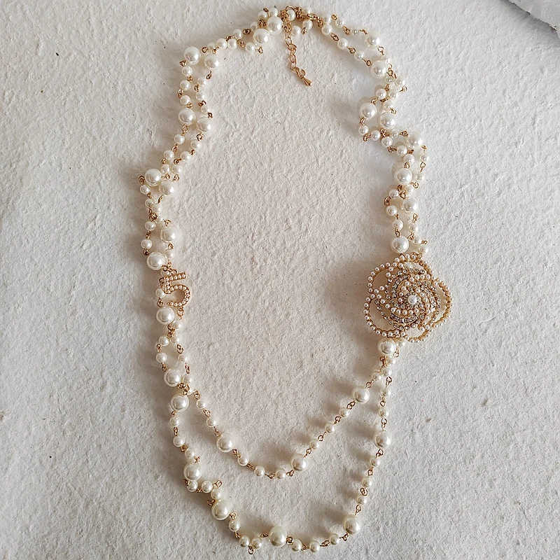 Clastic Flower Pearl Chain Wisiorek Naszyjnik Biżuteria dla kobiet