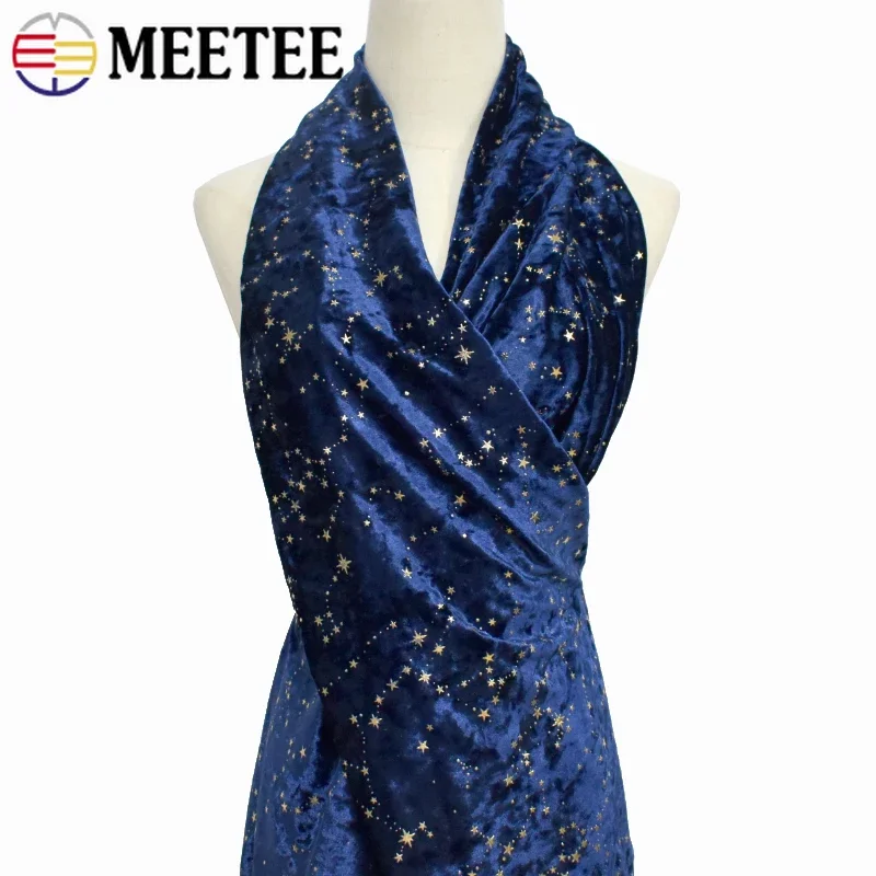 Meetee 45*145cmm 90X145cm Polyester Spandex Clothes Fabric for Garment Dress Fabrics DIY Elastic Velvet Cloth Sewing Accessory