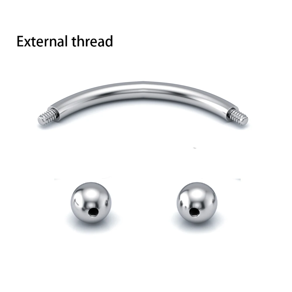 10Pcs/lot Titanium Eyebrow Piercings Banana Earring External Thread 16G Curved Barbell Tragus Ear Cartilage Pircing Jewelry