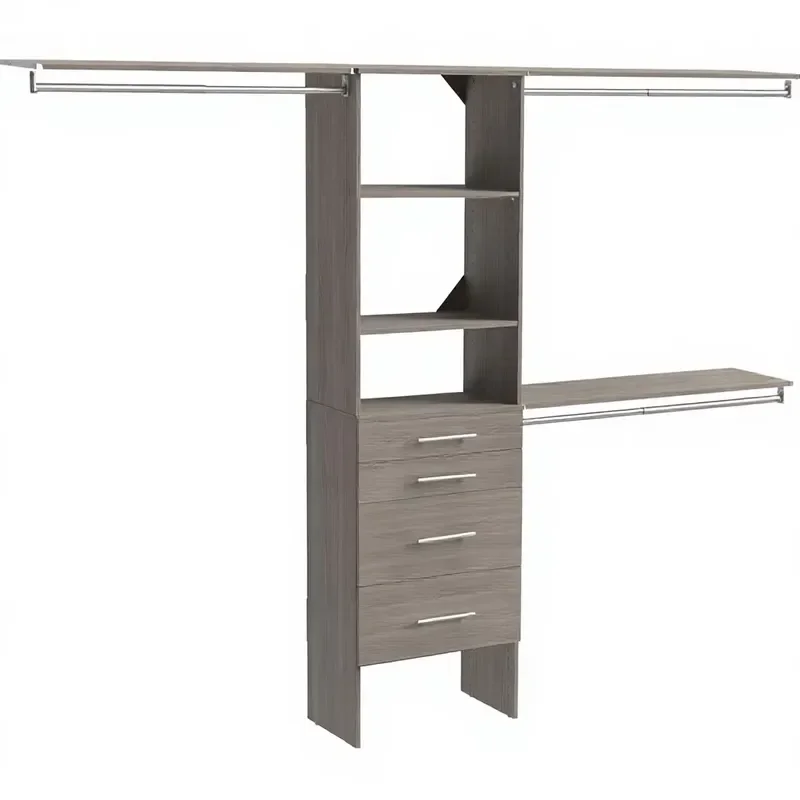 Grey Swing Wardrobe Kit 110 Floor Modular System 4 Tower Units 10 Drawers 16 Shelves 4 Hangers