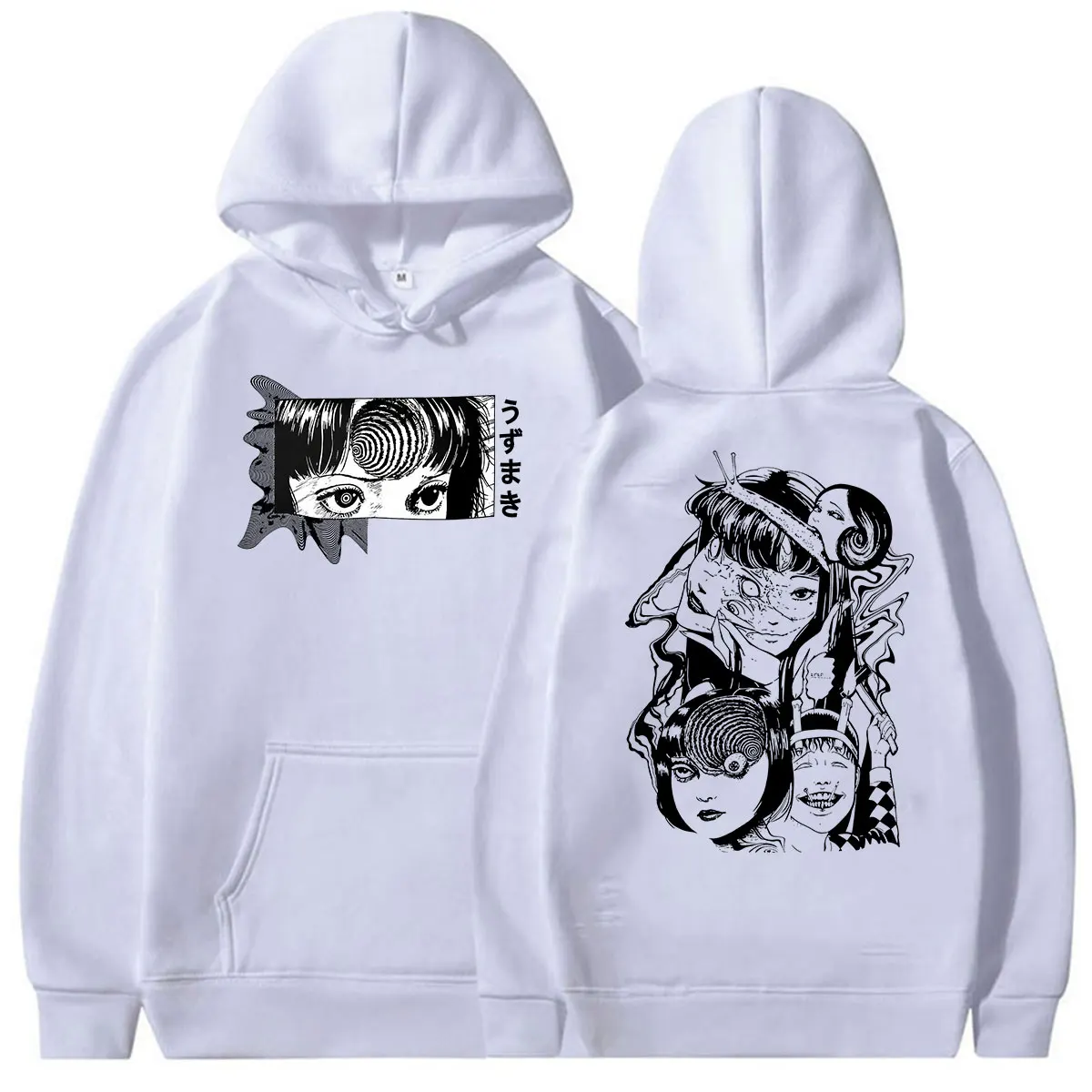 Trendiger Anime Tomie Junji Ito Print Hoodie für Herren und Damen, Vintage Mode, Oversized Sweatshirt, lässiger Fleece, Herbst-/Winterbekleidung, Kapuzenpullover