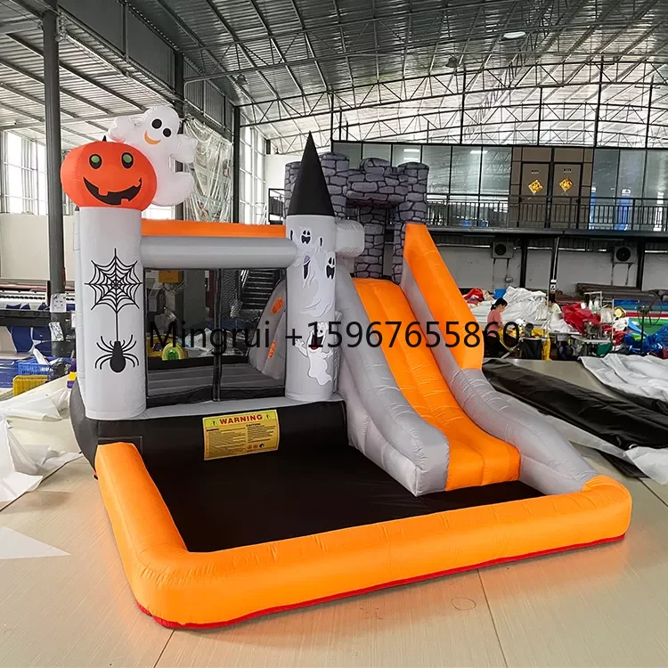 Halloween bouncer house with pool slide,cheap factory inflatable bouncer house for sale