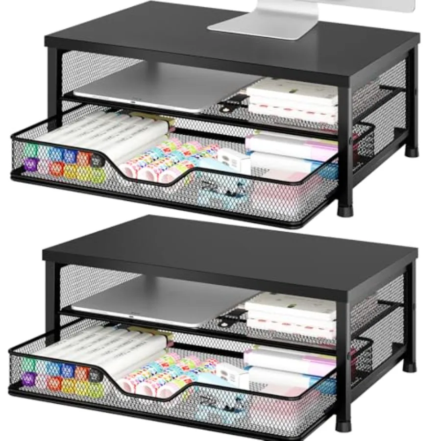 

Computer Monitor Stand Riser Desk Organizer with Drawer Laptop Stand Office Desk Accessories Workspace Desktop Organizers Stora