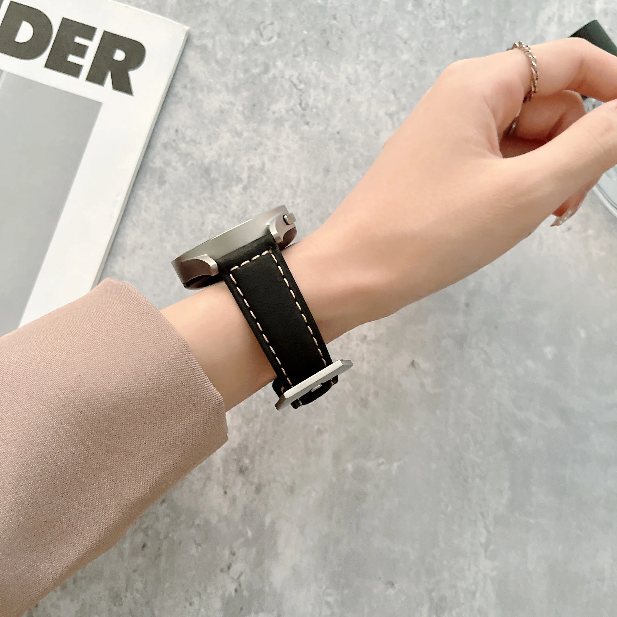 Pulseira de couro fosco para samsung galaxy watch 5 cinta 40mm/44mm e pulseira watch5pro