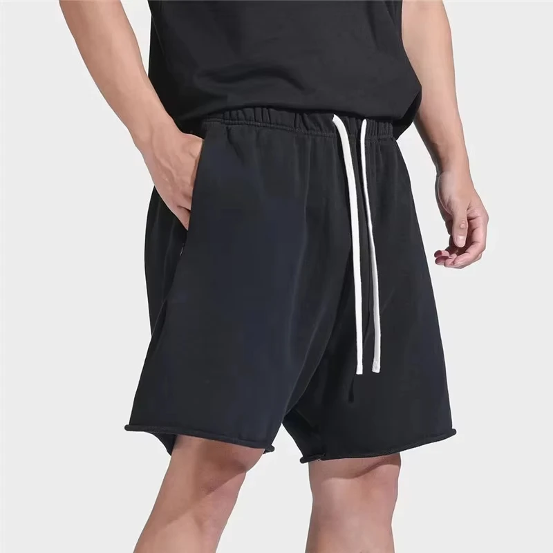 

New pure cotton solid color sports men's summer fashion breathable casual running basket streetwear shorts men shorts