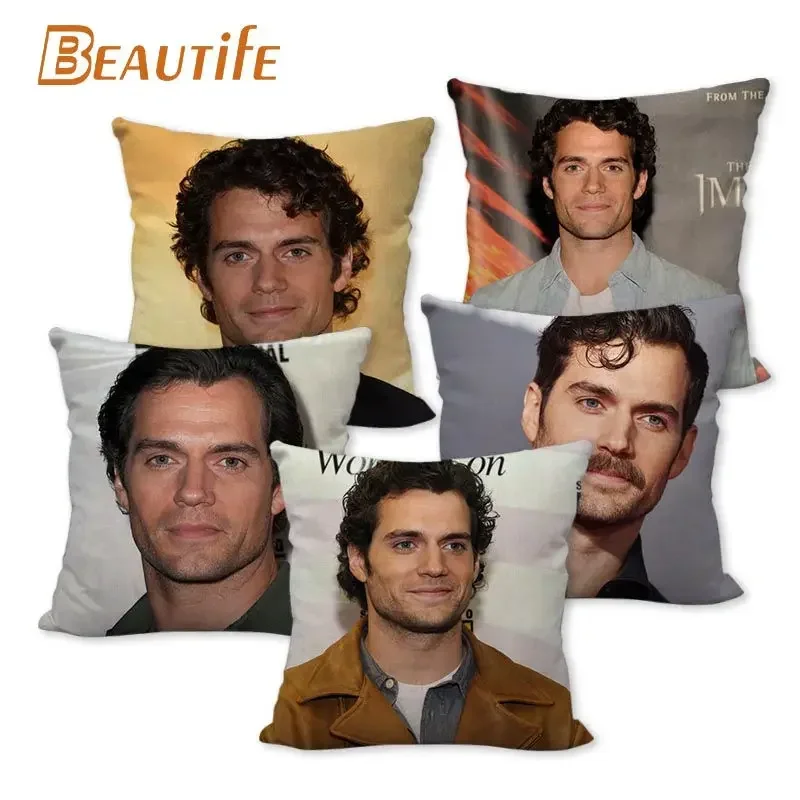 Custom Henry Cavill Pillowcase 45X45cm Wedding Decorative Eco-Friendly Cotton Linen Fabric Pillow Case