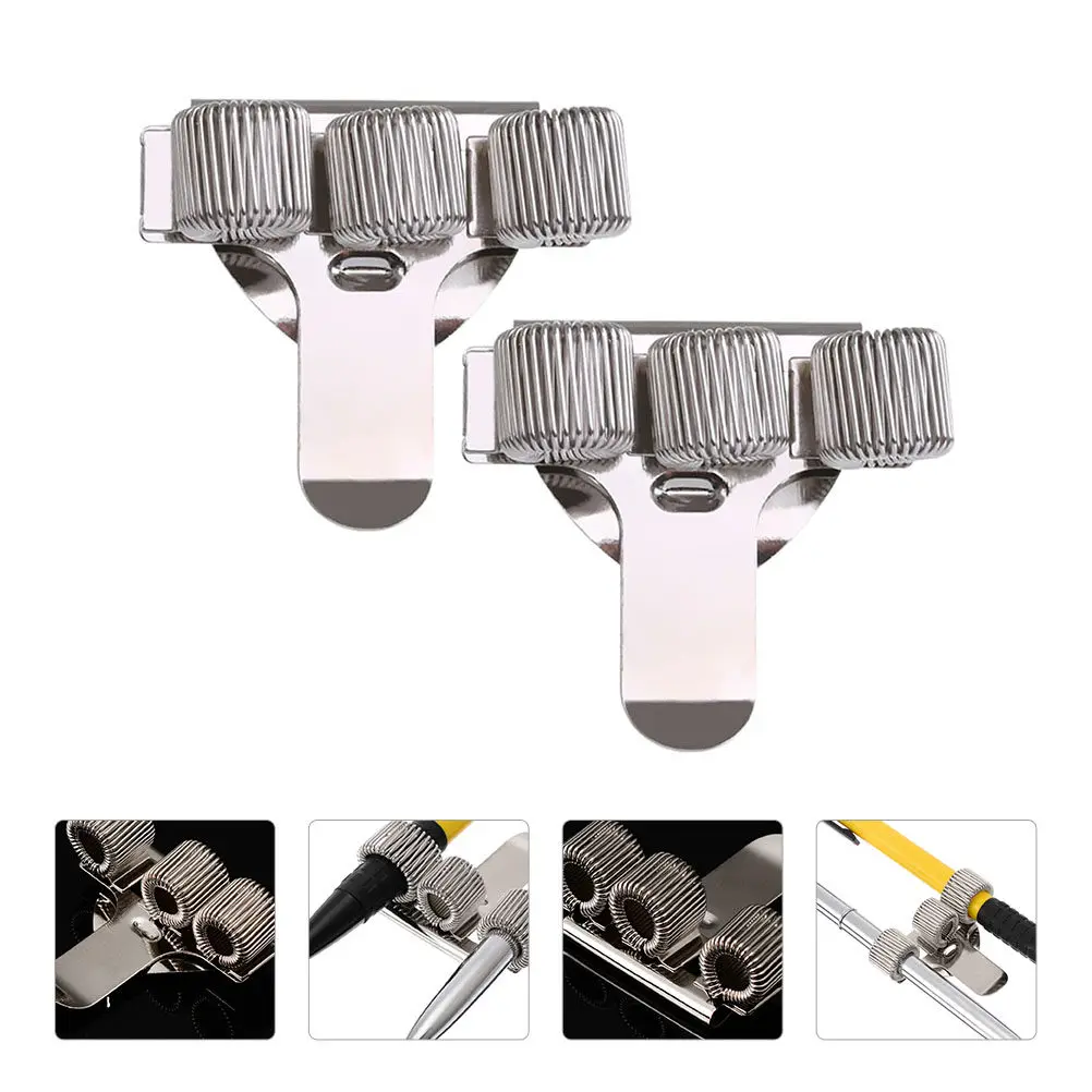 

2Pcs Triple Hole Pen Clip Metal Spring Holder for Clipboard Notebook Heavy Duty Corrosion Resistant Pen Clamp Pencil Storage