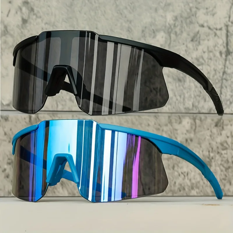 Übergroße Sonnenbrille für Herren, Modische Verspiegelte Sportbrille zum Skifahren, Trendige Damen Anti-UV Outdoor Wanderbrille UV400 Sonnenbrille – Detail 4