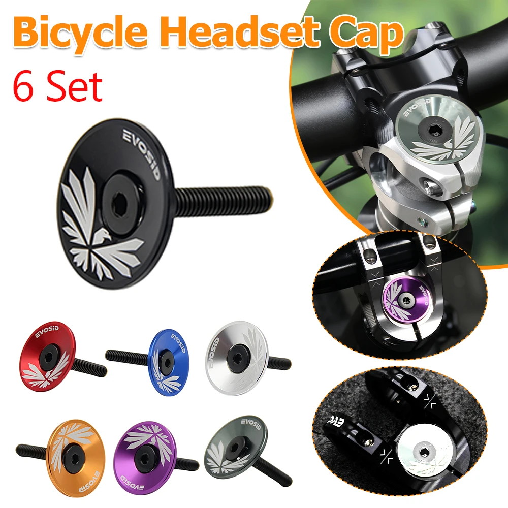 

6-комплект велосипедной крышки гарнитуры, верхняя крышка выноса, верхняя заглушка, сменный алюминиевый уплотнитель гарнитуры для трубки вилки, велосипедные аксессуары