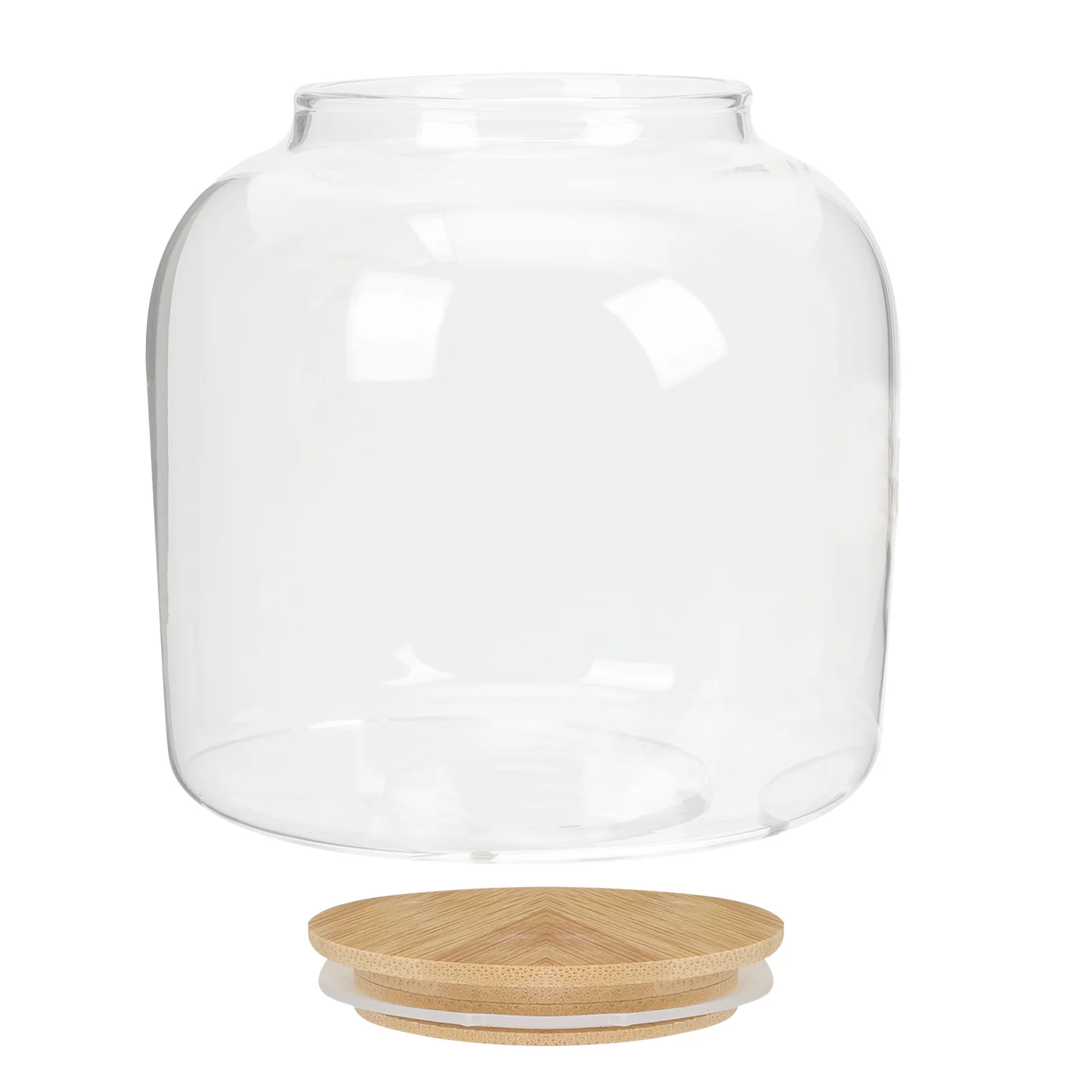 

Glass Tea Canister With Bamboo Lid Transparent Storage Jar For Kitchen Pantry Candy Snacks Grains Coffee Airtight Food