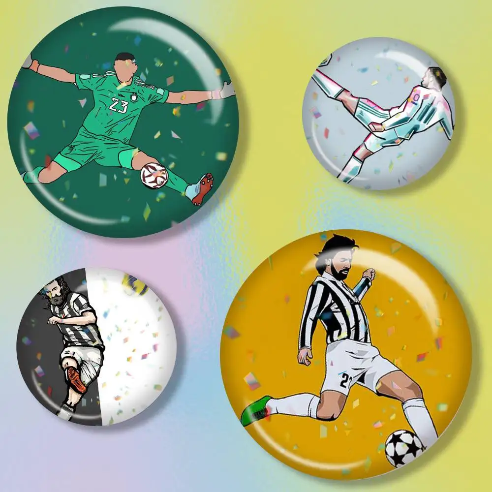 Soccer Legend Art Pattern Soft TPU  Brooch Metal Decorative Brooch Pins for Backpack Clothes Jacket Accessories,Souvenir.