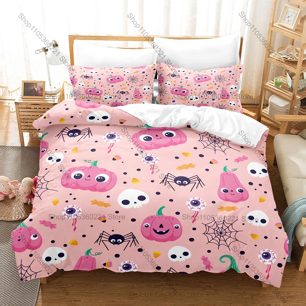 Christmas Ghost skeleton Bat Three Piece Bedding Set Luxury Comforter Set with Queen King Size Cool Two pillowcase Anime