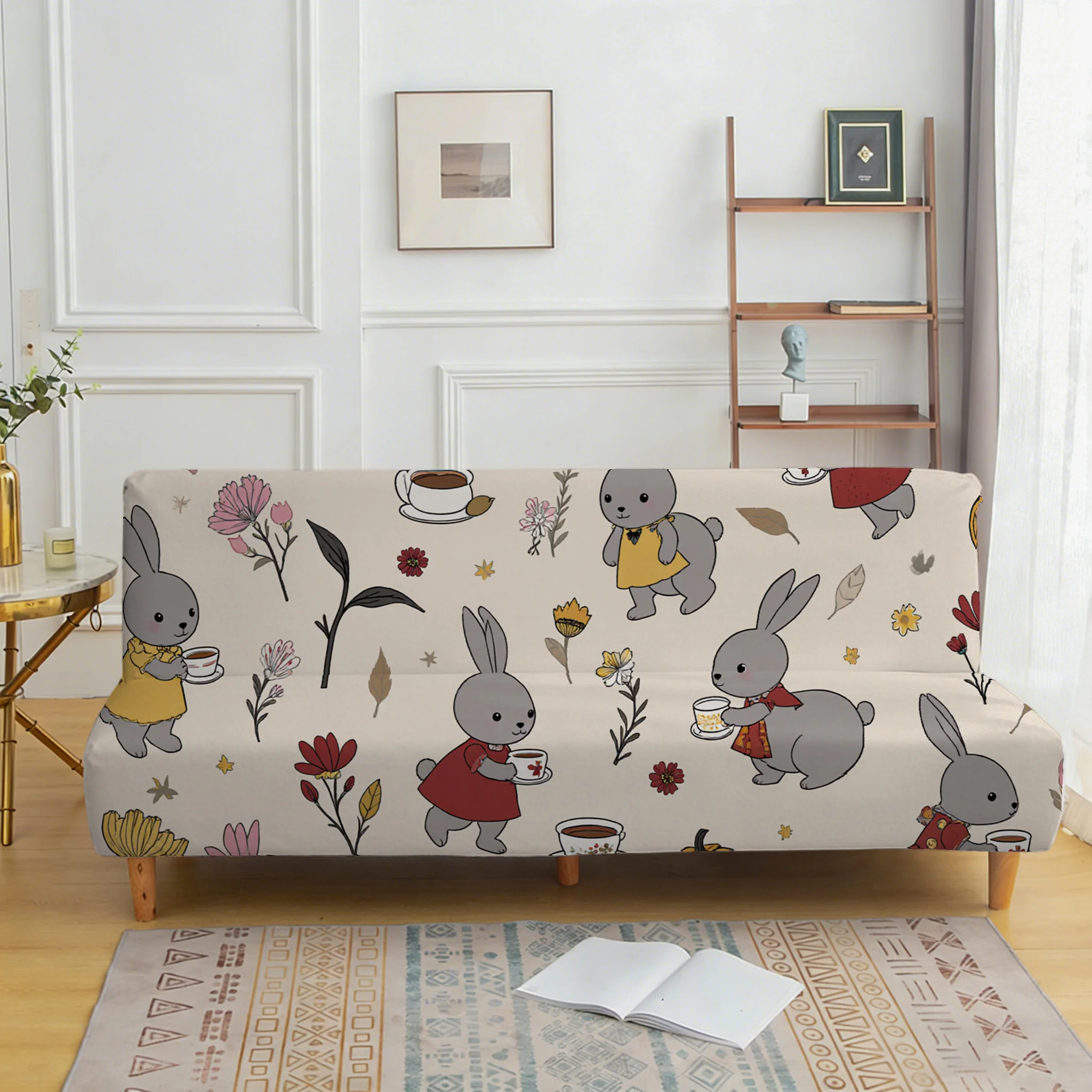 

Покрывало для дивана с принтом мультяшного кролика, подходит для различных видов домашнего декора, легко устанавливается, можно стирать в машине.