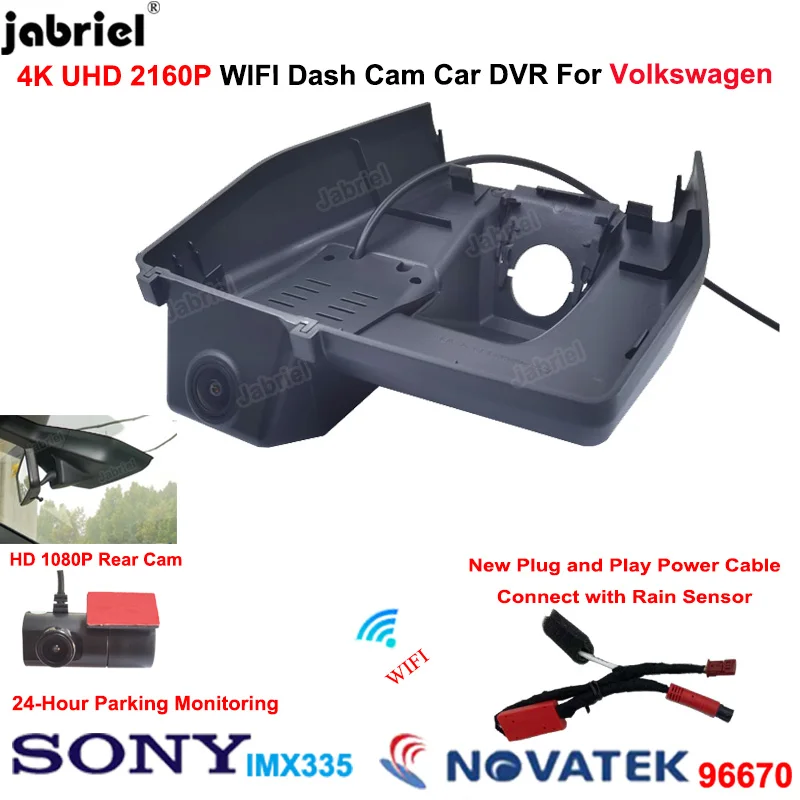 Jabriel For vw id 3 for Volkswagen id 3 for Volkswagen id3  for vw id3 2020 2021 2022 4K Dash Cam Car Dvr Front and Rear Camera