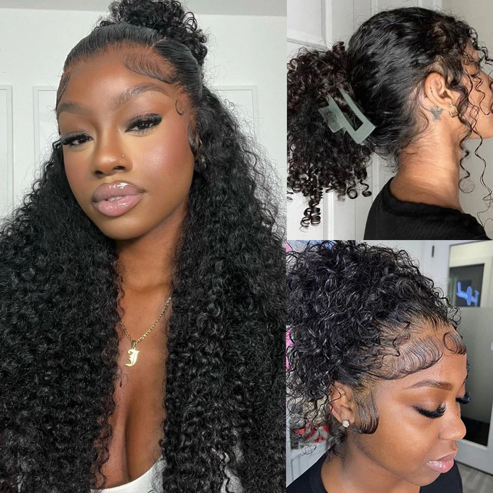 360 Deep Wave Lace Front Human Hair Wigs On Clearance Sale Brazilian 200% 250% Density 28 30 Inch Curly Human Hair Wig Full Lace Wigs For Women Natural Black 200% 250% Density HD Lace Frontal Wigs Soft Hair Wig Pre-Plucked Lace