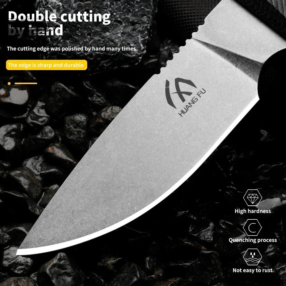 HUANGFU High Quality 1095 Carbon Steel Fixed Blade Outdoor Knife for Survival and Hunting - Men\'s Perfect Gift