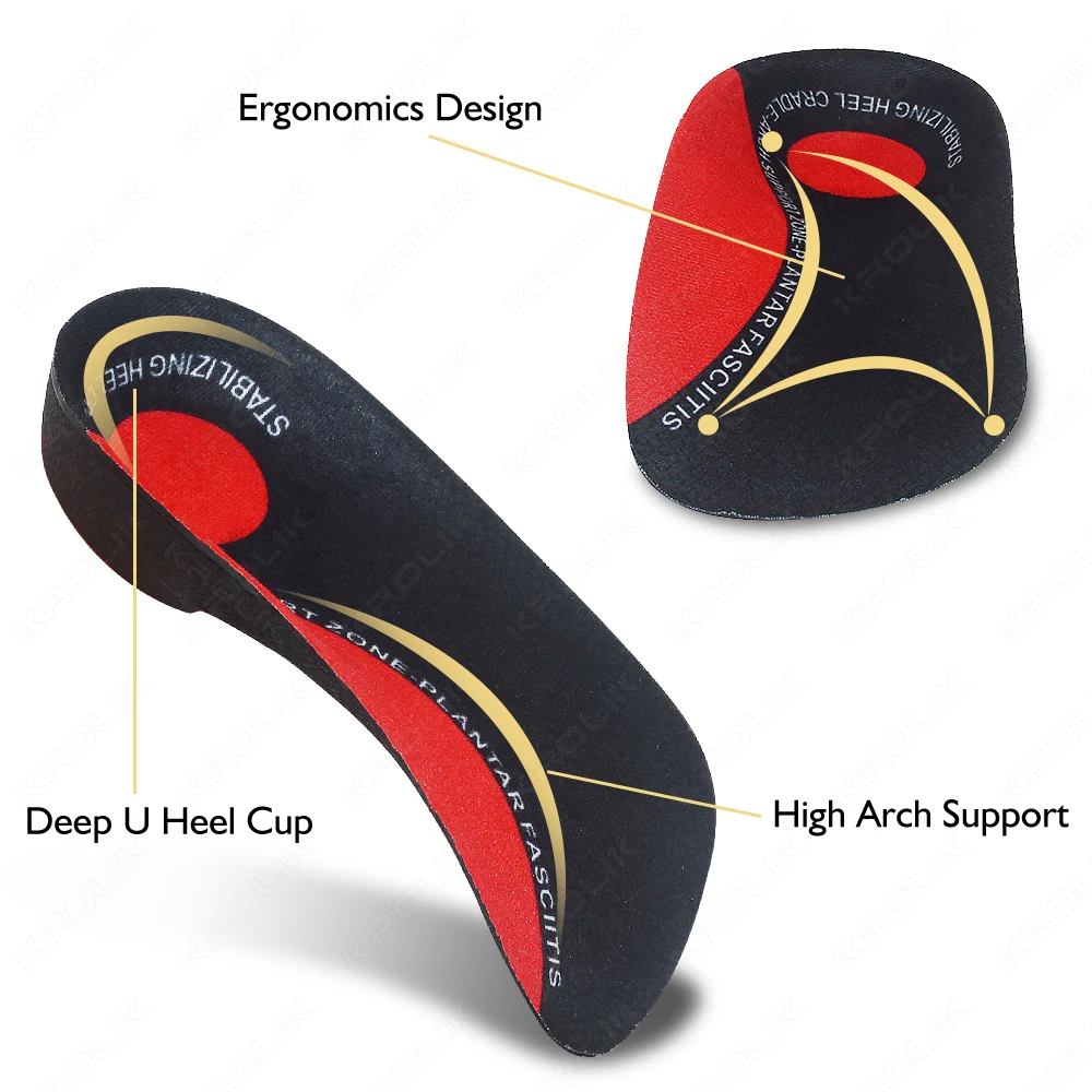 Flat Feet Insole Orthotic Insert Orthopedic 3/4 Arch Support Shoes Insole Heel Pain Plantar Fasciitis Men Woman Foot Care Unisex